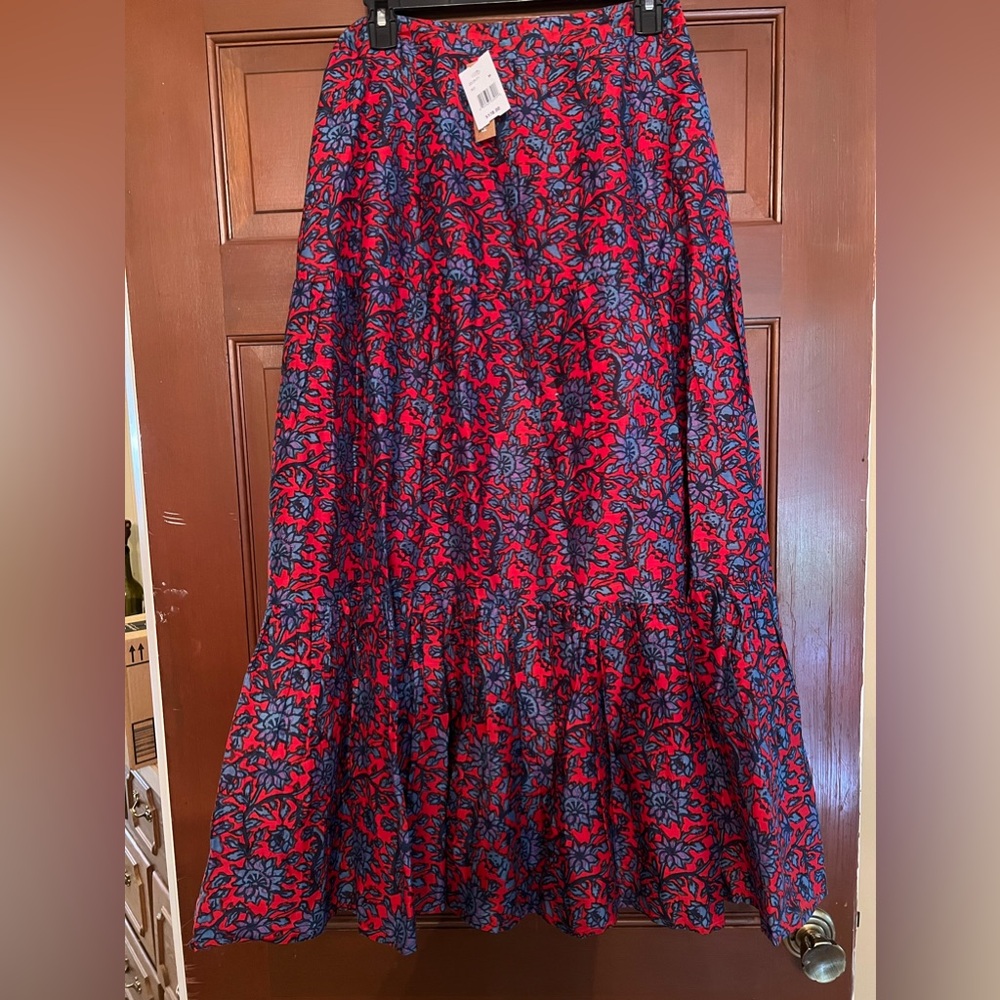 Roller Rabbit  NWTs Red Blue Maxi Skirt Medium